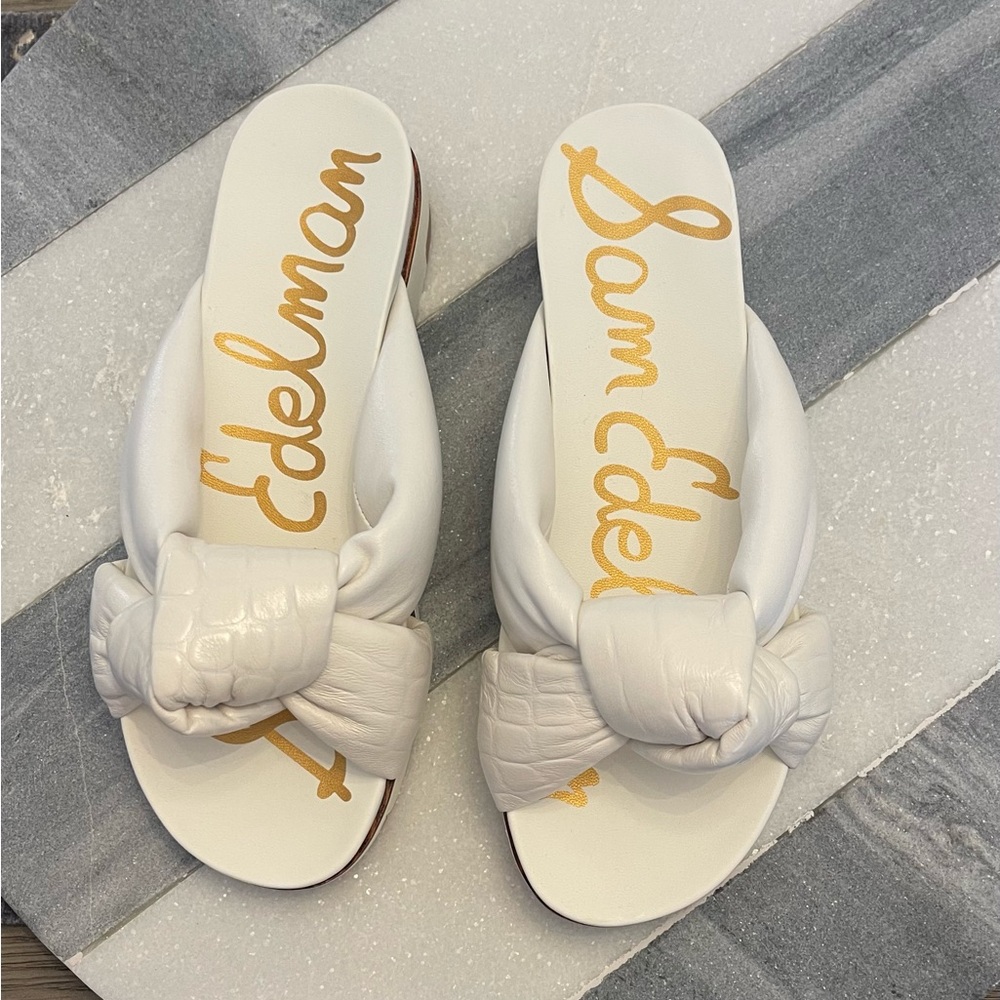 Brand new never worn Sam Edelman white knot slide sandals